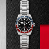 Tudor Black Bay GMT Black Dial Silver Steel Strap Watch for Men - M79830RB-0001
