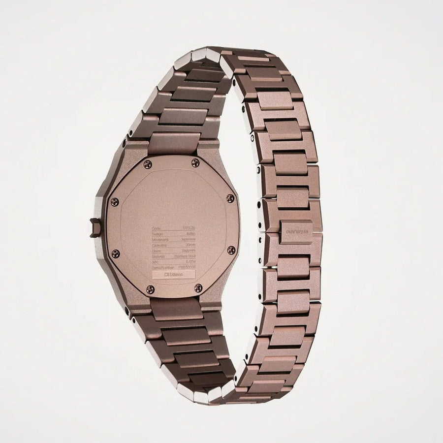 D1 Milano Ultra Thin Brown Dial Brown Steel Strap Watch for Women - D1-UTBL38