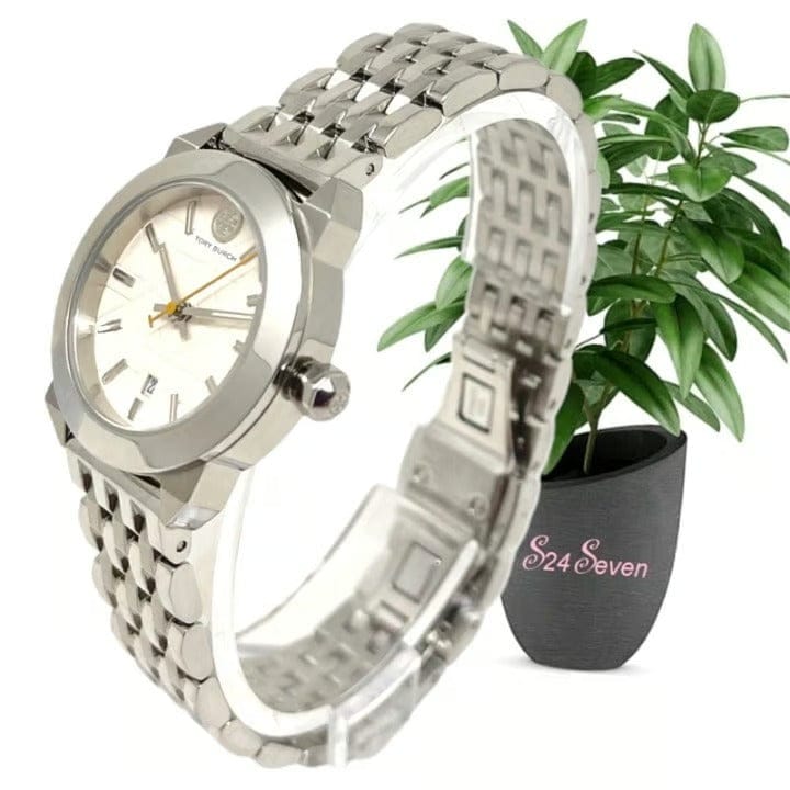 Tory Burch Whitney Ivory White Dial Silver Steel Strap Watch for Women - TBW8001