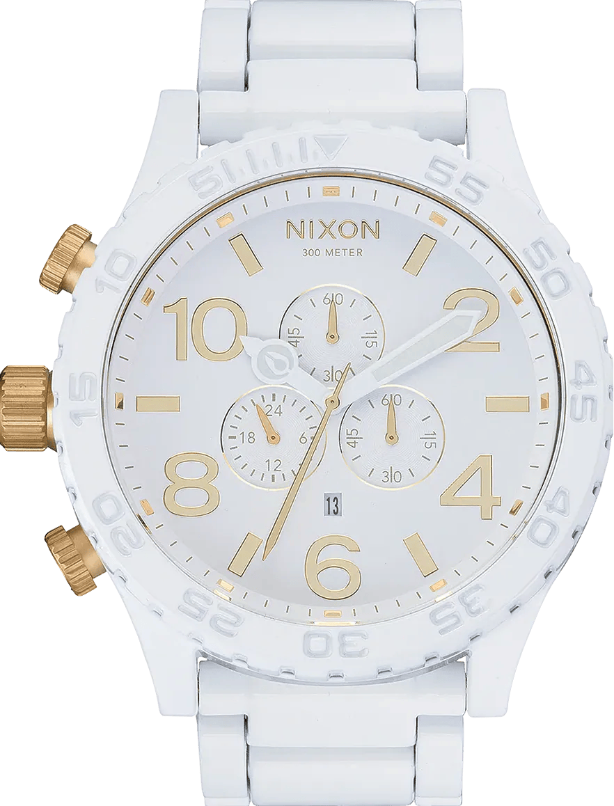 Nixon 51-30 Chronograph White Dial White Steel Strap Watch for Men - A083-1035