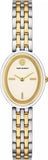 Tory Burch Oval White Dial Two Tone Steel Strap Watch for Women - TBW6033