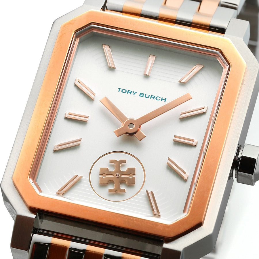 Tory Burch Robinson White Dial Two Tone Steel Strap Watch for Women - TBW1509