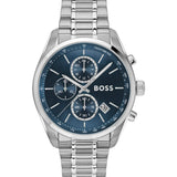 Hugo Boss Grand Prix Chronograph Blue Dial Silver Steel Strap Watch for Men - 1514226