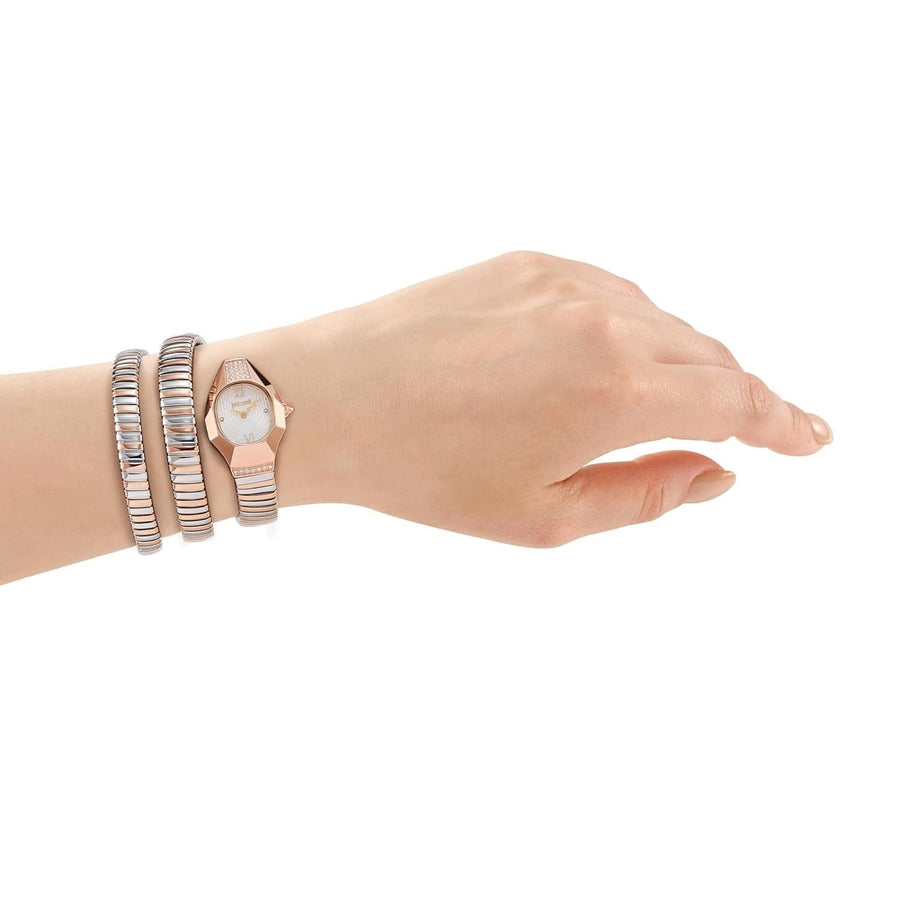 Just Cavalli Lunara Silver Dial Two Tone Steel Strap Watch for Women - JC1L397M0075