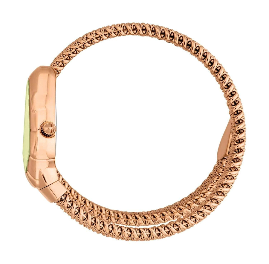 Just Cavalli Fiamma Green Dial Rose Gold Steel Strap Watch for Women - JC1L426M0045