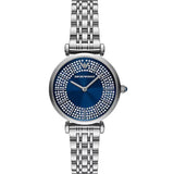 Emporio Armani Gianni T-Bar Blue Dial Silver Steel Strap Watch for Women - AR11627
