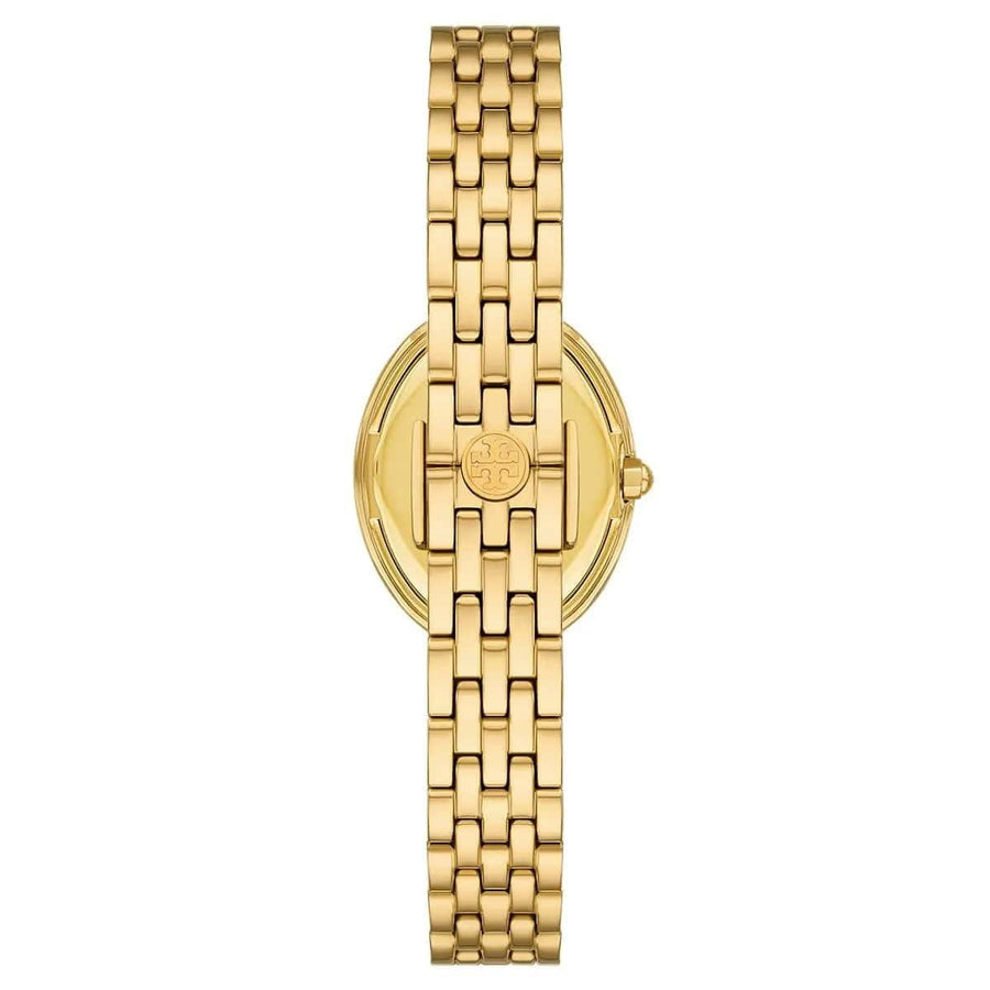 Tory Burch Oval White Dial Gold Steel Strap Watch for Women - TBW6032