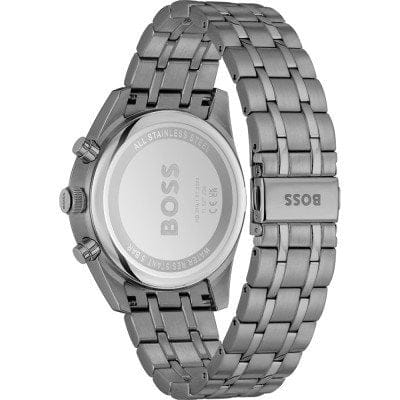 Hugo Boss Skytraveller Chronograph Gunmetal Grey Dial Grey Steel Strap Watch for Men - 1514153