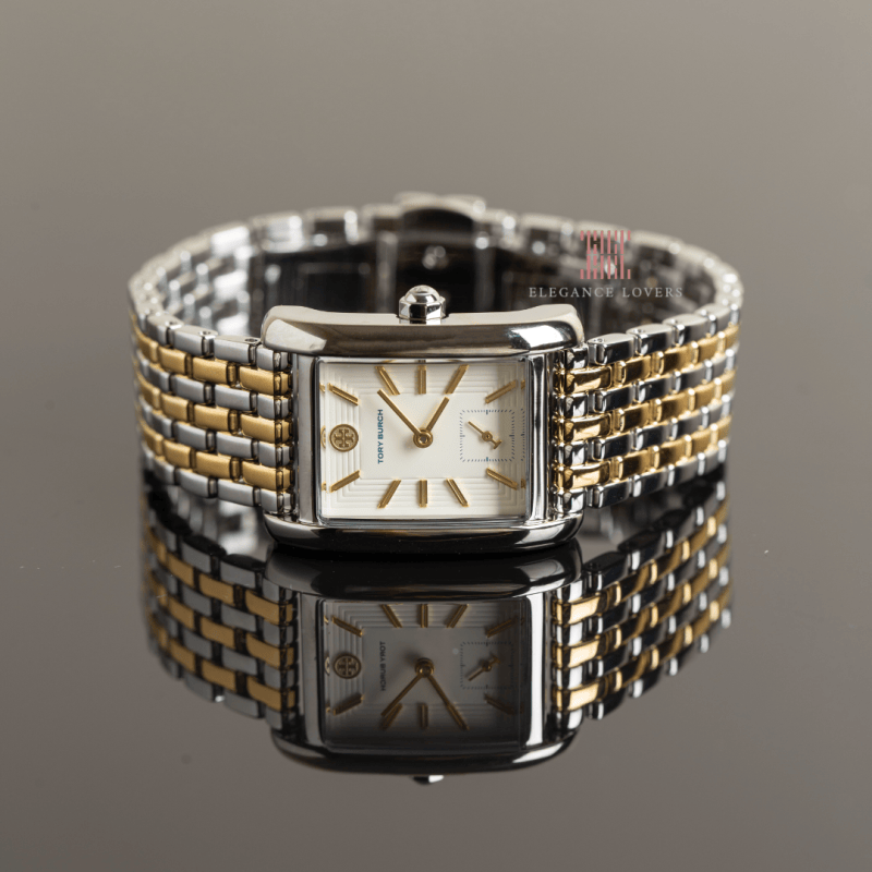 Tory Burch Eleanor White Dial Two Tone Steel Strap Watch for Women - TBW1070