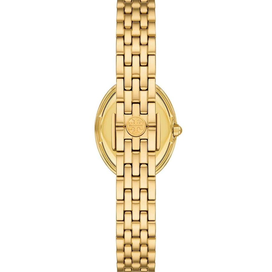 Tory Burch Oval Mother of Pearl Dial Gold Steel Strap Watch for Women - TBW6034