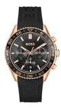 Hugo Boss Runner Chronograph Black Dial Black Silicone Strap Watch for Men - 1514168