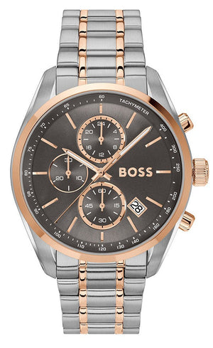 Hugo Boss Grand Prix Chronograph Grey Dial Two Tone Steel Strap Watch for Men - 1514252