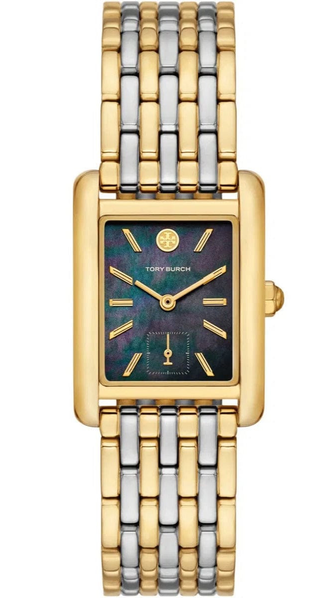 Tory Burch Eleanor Mother of Pearl Black Dial Two Tone Steel Strap Watch for Women - TBW1084