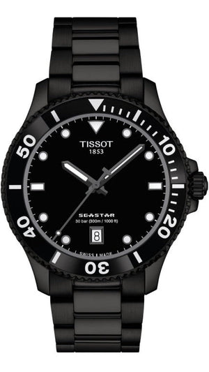 Tissot Seastar 1000 Quartz Black Dial Black Steel Strap Watch for Men - T120.410.33.051.00