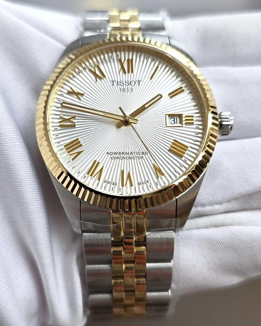 Tissot Ballade Powermatic 80 Cosc Silver Dial Two Tone Steel Strap Watch for Men - T156.408.22.033.00