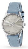 Gucci G Timeless Silver Dial Blue Leather Strap Watch for Women - YA1265039