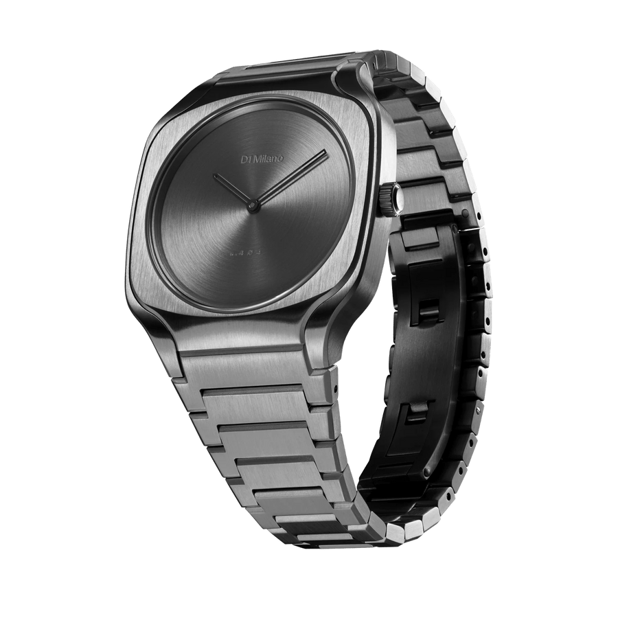 D1 Milano Square Gray Dial Grey Steel Strap Watch for Men - D1-SQBJ11