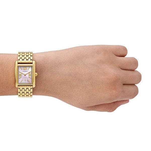 Tory Burch Eleanor Mother of Pearl Pink Dial Gold Steel Strap Watch for Women - TBW1077