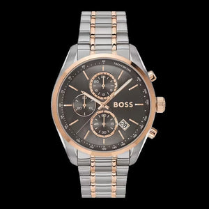 Hugo Boss Grand Prix Chronograph Grey Dial Two Tone Steel Strap Watch for Men - 1514252