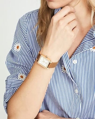 Tory Burch Robinson White Dial Brown Leather Strap Watch for Women - TBW1503