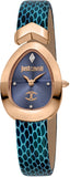 Just Cavalli Diversa Snake Blue Dial Blue Leather Strap Watch for Women - JC1L321L0055