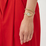 Just Cavalli Twined Mother of Pearl Dial Gold Steel Strap Watch for Women - JC1L305M0025