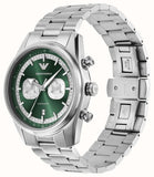 Emporio Armani Racer Chronograph Green Dial Silver Steel Strap Watch for Men - AR11637