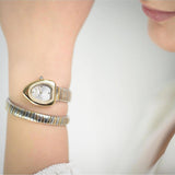 Just Cavalli Lady Snake Silver Dial Two Tone Steel Strap Watch for Women - JC1L249M0055