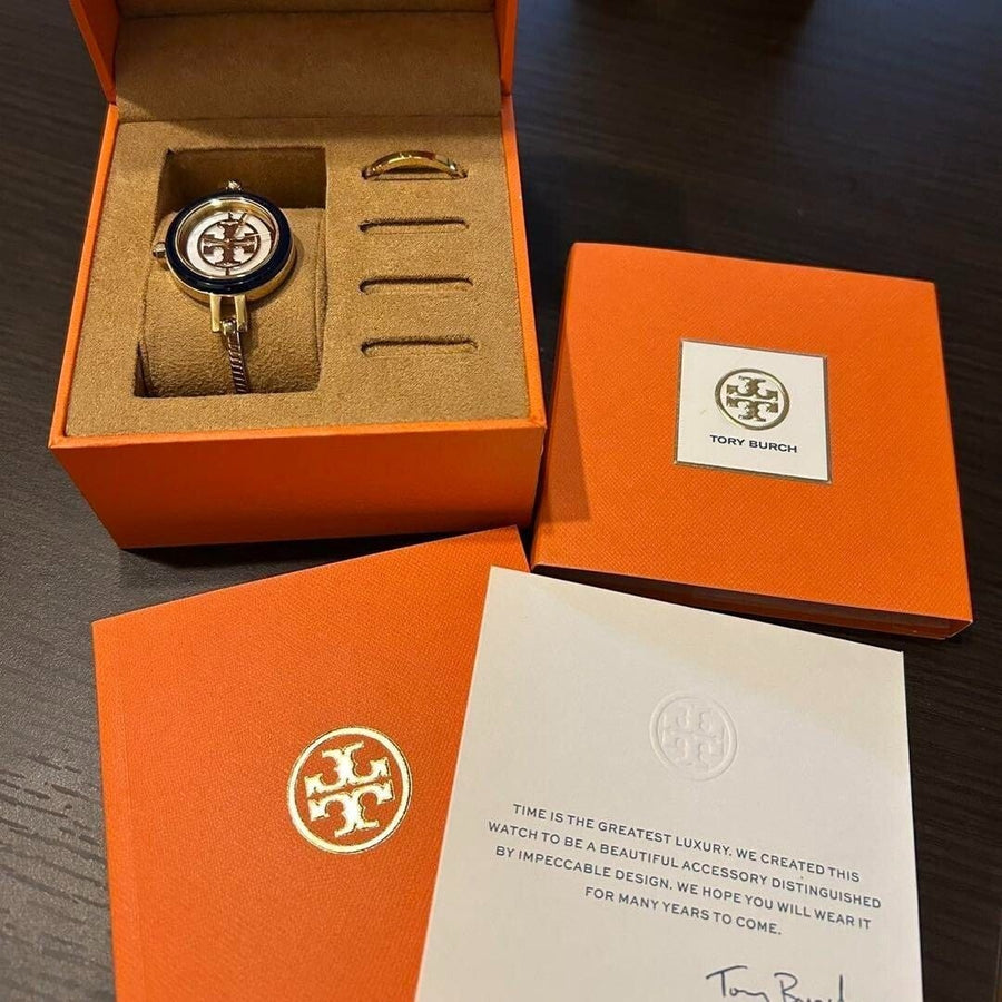Tory Burch Riva Gold Dial Gold Steel Strap Watch for Women - TBW4029