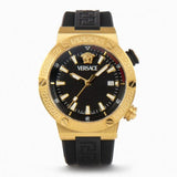 Versace Greca Logo Diver Quartz Black Dial Black Rubber Strap Watch for Men - VE8G00324