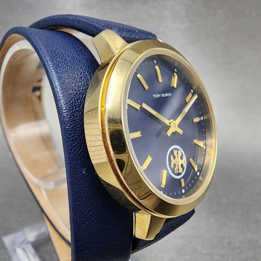 Tory Burch Collins Quartz Blue Dial Blue Leather Strap Watch for Women - TBW1303