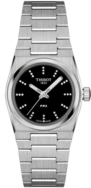 Tissot PRX Quartz Diamonds Black Dial Silver Steel Strap Watch for Women - T137.010.11.056.00