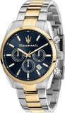 Maserati Attrazione Chronograph Blue Dial Two Tone Steel Strap Watch for Men - R8853151008