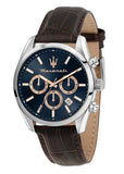 Maserati Attraction Limited Edition Chronograph Blue Dial Brown Leather Strap Watch for Men - R8851151003