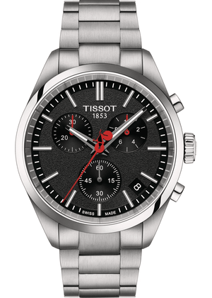 Tissot PR 100 Vuelta Chronograph Black Dial Silver Steel Strap Watch for Men - T150.417.11.051.01