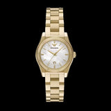 Emporio Armani Federica Mother of Pearl White Dial Gold Steel Strap Watch for Women - AR11657