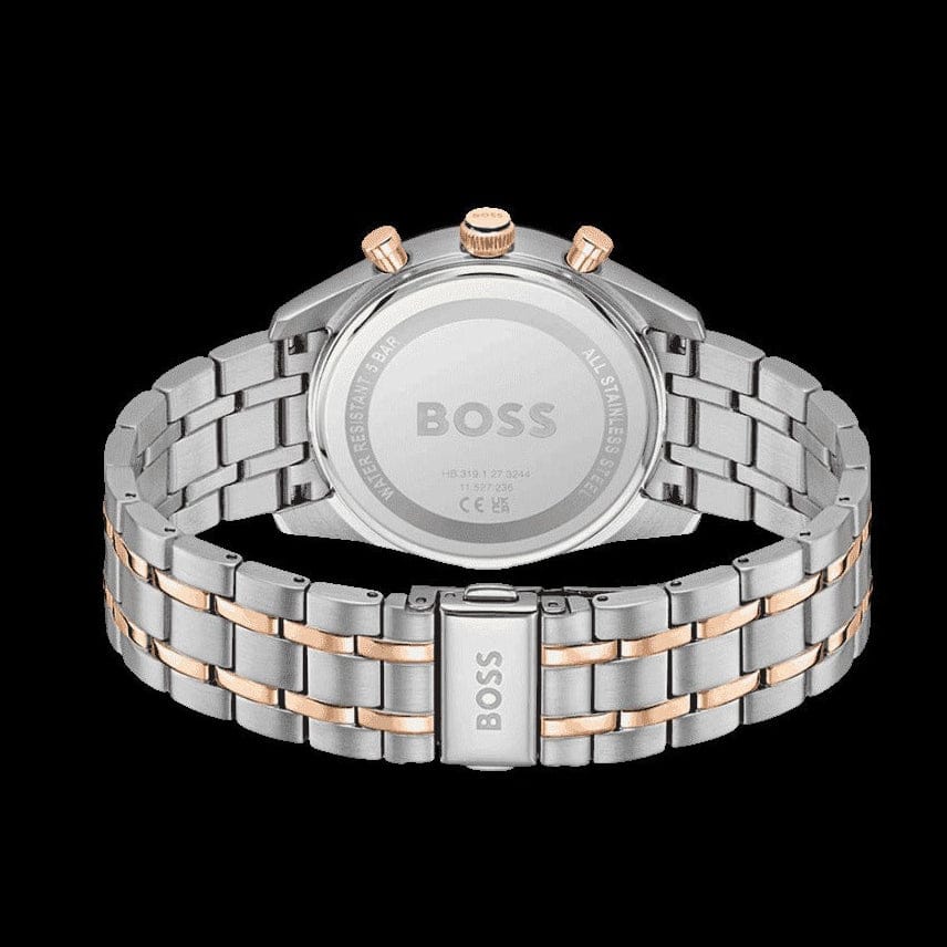Hugo Boss Tourmaster Chronograph Blue Dial Two Tone Steel Strap Watch for Men - 1514288