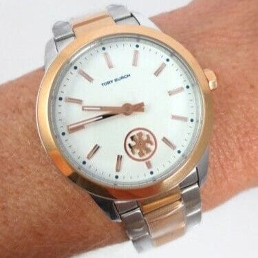 Tory Burch Collins White Dial Two Tone Steel Strap Watch for Women - TBW1305
