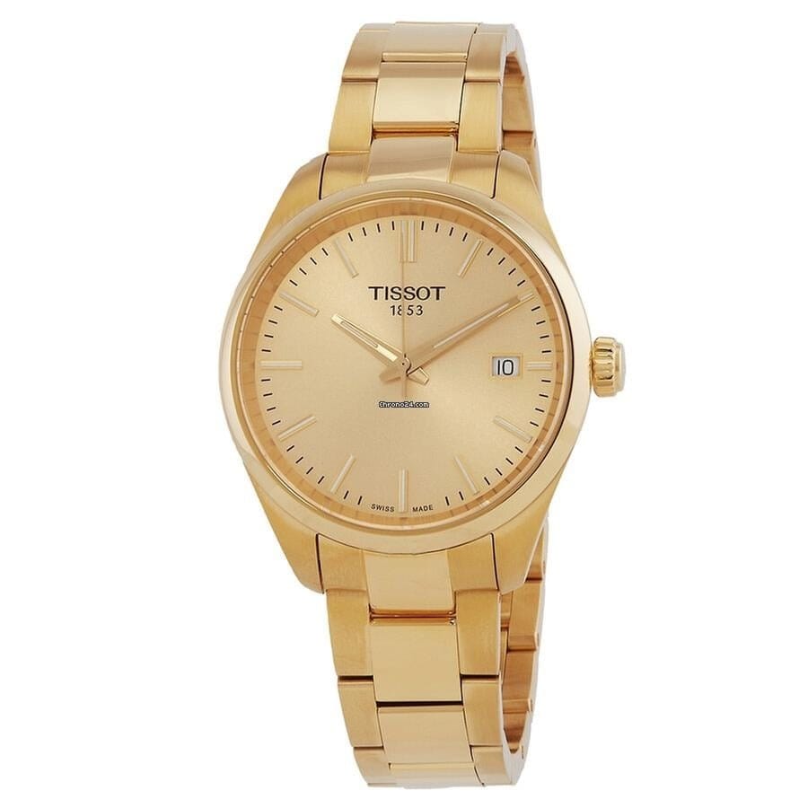 Tissot PR 100 Gold Dial Gold Steel Strap Watch for Women - T150.210.33.021.00
