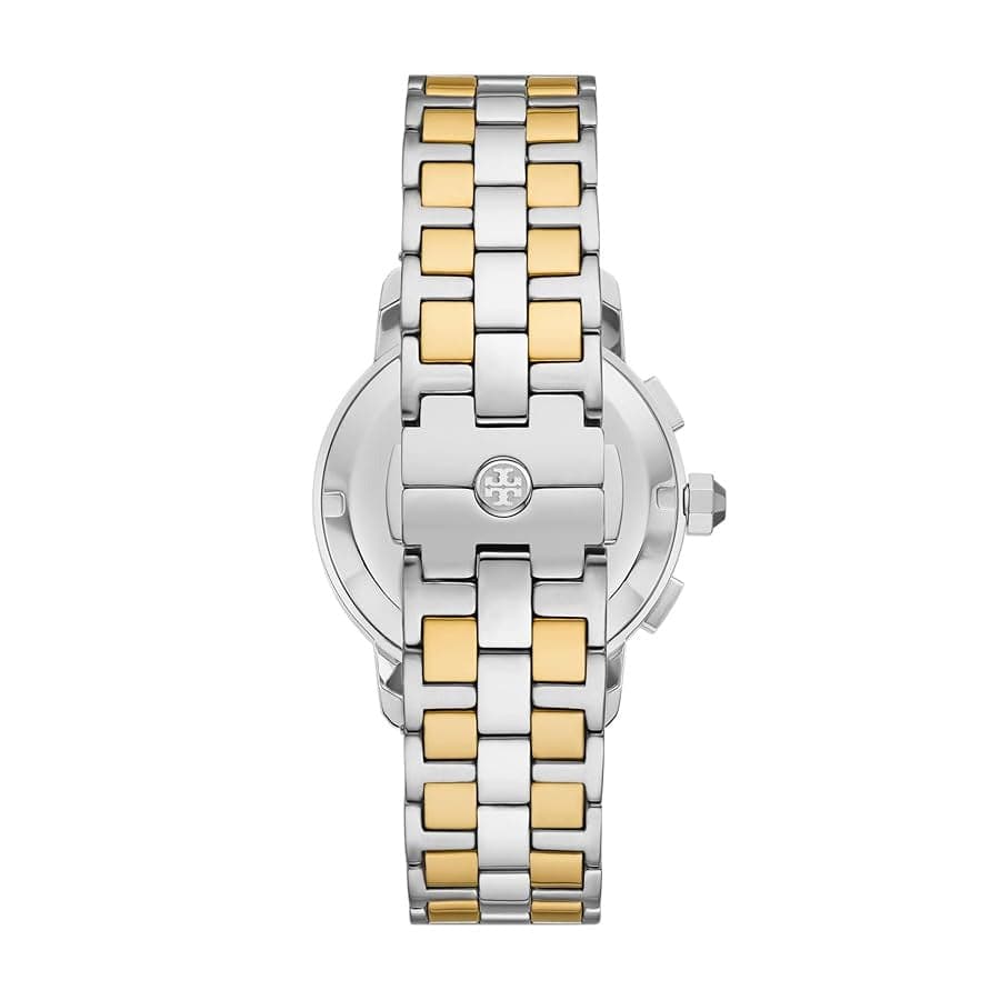 Tory Burch Classic Chronograph White Dial Two Tone Steel Strap Watch for Women - TBW1034
