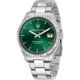 Maserati Competizione Green Dial Silver Steel Strap Watch for Men - R8853100043