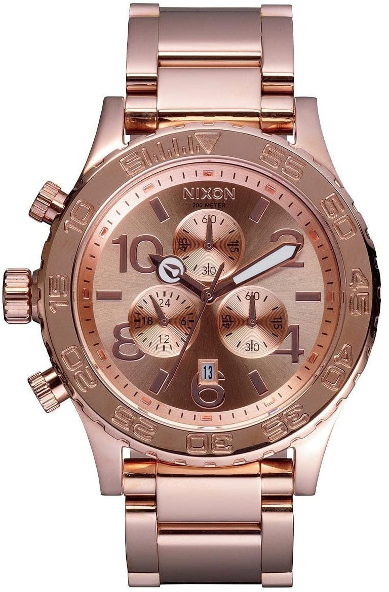 Nixon 42-20 Chrono Rose Gold Dial Rose Gold Steel Strap Watch for Men - A037-897