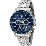 Maserati SFIDA Chronograph Blue Dial Silver Steel Strap Watch for Men - R8873640025