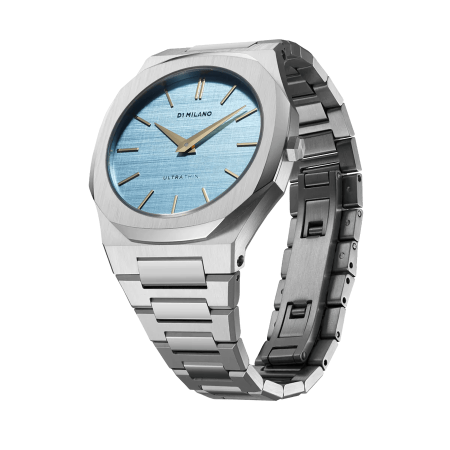 D1 Milano Ultra Thin Blue Dial Silver Steel Strap Watch for Women - D1-UTBL17
