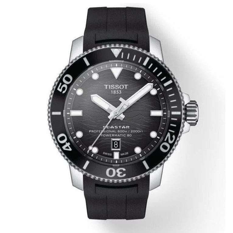 Tissot Seastar 2000 Professional Powermatic 80 Black Dial Black Rubber Strap Watch for Men - T120.607.17.441.00