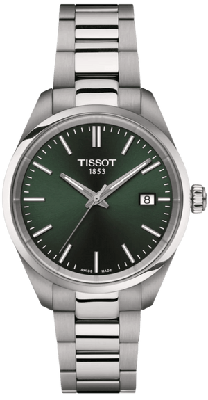 Tissot PR 100 Quartz Green Dial Silver Steel Strap Watch for Women - T150.210.11.091.00