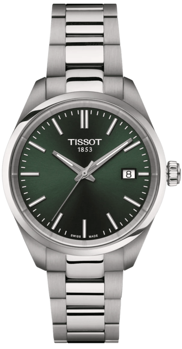 Tissot PR 100 Quartz Green Dial Silver Steel Strap Watch for Women - T150.210.11.091.00
