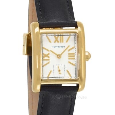 Tory Burch Robinson White Dial Black Leather Strap Watch for Women - TBW1504