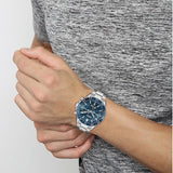 Hugo Boss Runner Chronograph Blue Dial Silver Steel Strap Watch for Men - 1514143