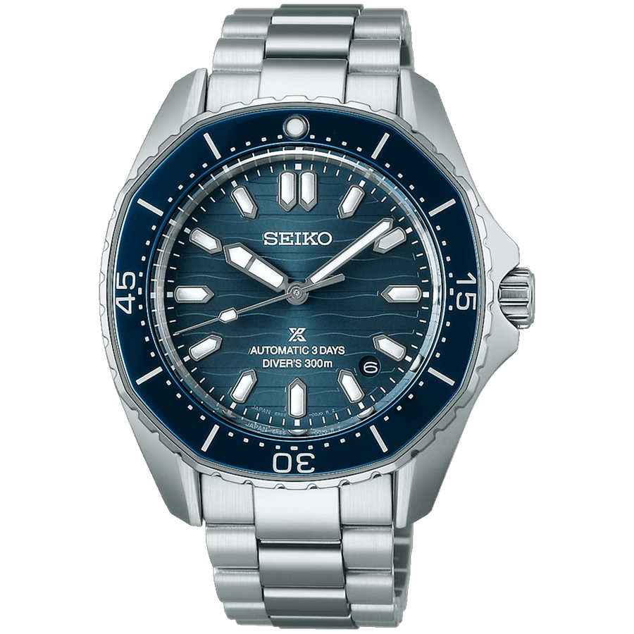 Seiko Prospex Polygonal Divers Automatic Blue Dial Silver Steel Strap Watch for Men - SPB483J1
